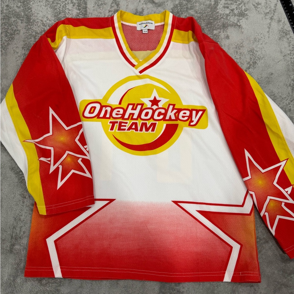 Red and Yellow OneHockey Team Jersey